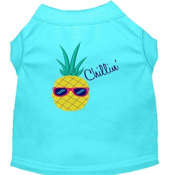 Pineapple Chillin Embroidered Dog Shirt - Aqua