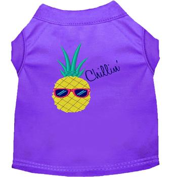 Pineapple Chillin Embroidered Dog Shirt - Purple