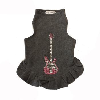 Pink Studded Guitar Dog Dress by Daisy and Lucy - Dark Heather Gray