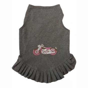 Pink Studded Motorcycle Dog Dress by Daisy and Lucy - Dark Heather Gray