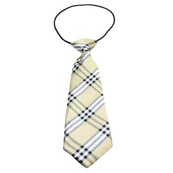 Plaid Big Dog Neck Tie - Cream