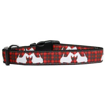 Plaid Scottie Pups Dog Collar - Red