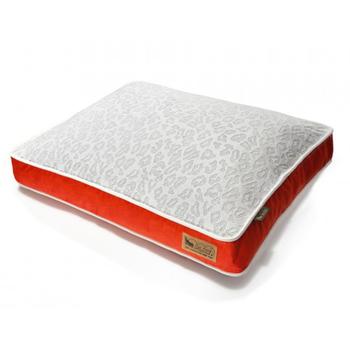 P.L.A.Y. Serengeti Rectangular Dog Bed - Splashed White and Lust