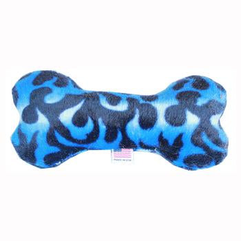 Plush Bone Dog Toy - Blue Flame