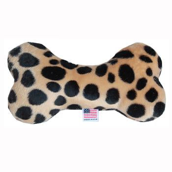 Plush Bone Dog Toy - Brown Leopard