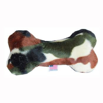 Plush Bone Dog Toy - Green Camo