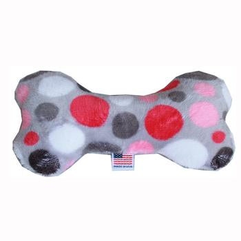 Plush Bone Dog Toy - Pink Party Dots