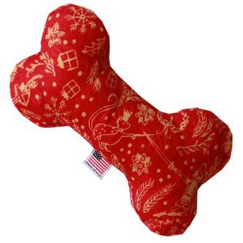 Plush Bone Dog Toy - Red Holiday Whimsy