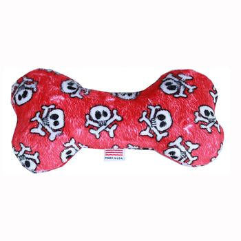 Plush Bone Dog Toy - Red Skull