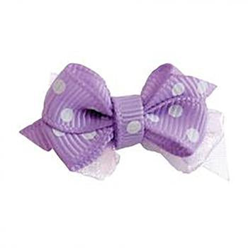 Polka Dot Dog Bow with Alligator Clip  - Light Orchid