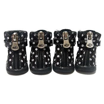 Polka Dot Hiker Dog Boots - Black