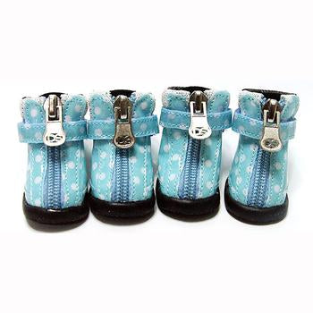 Polka Dot Hiker Dog Boots - Light Blue