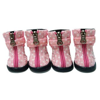 Polka Dot Hiker Dog Boots - Light Pink