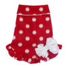 Polka Dot Holiday Pullover Dog Dress - Red and White