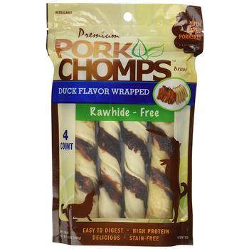 Pork Chomps Large Twists Dog Treats - Duck