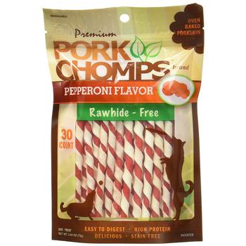 Pork Chomps Mini Twists Dog Treats - Pepperoni