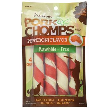 Pork Chomps Large Twists Dog Treats - Pepperoni