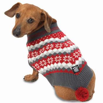 Prancer's Knit Dog Poncho - Holiday Red