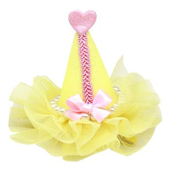 Pretty Party Hat Dog Bow - Yellow