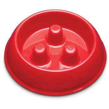 ProSelect Plastic Slow Feeder Dog Bowl - Red