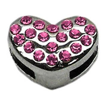 Puffy Heart Slider Dog Collar Charm - Pink