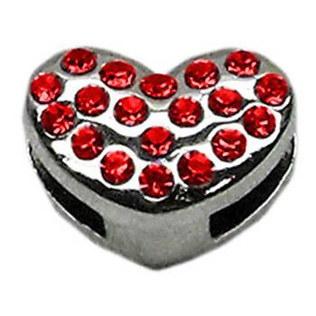 Puffy Heart Slider Dog Collar Charm - Red