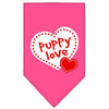 Puppy Love Screen Print Dog Bandana - Bright Pink