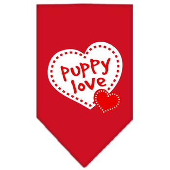 Puppy Love Screen Print Dog Bandana - Red