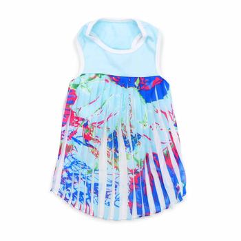 PuppyPAWer Hawaii Pleated Dog Dress by Dogo - Blue