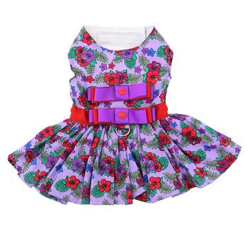 Purple and Red Floral Dog Harness Dress by Doggie Design