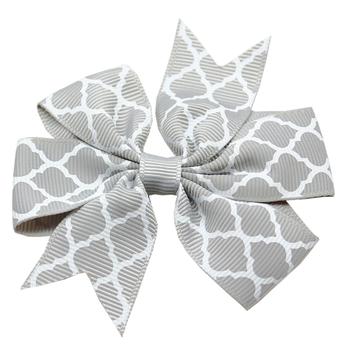 Quatrefoil Dog Bow - Gray