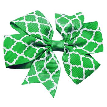 Quatrefoil Dog Bow - Green