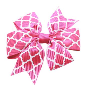 Quatrefoil Dog Bow - Bright Pink