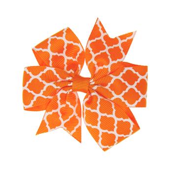 Quatrefoil Dog Bow - Orange