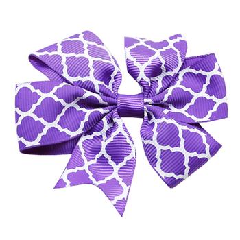 Quatrefoil Dog Bow - Purple