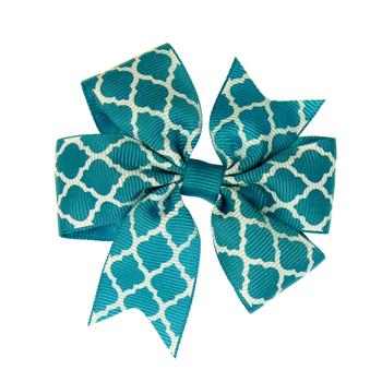 Quatrefoil Dog Bow - Turquoise