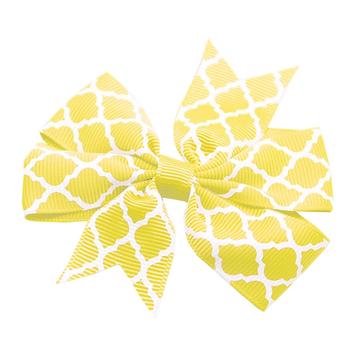 Quatrefoil Dog Bow - Yellow