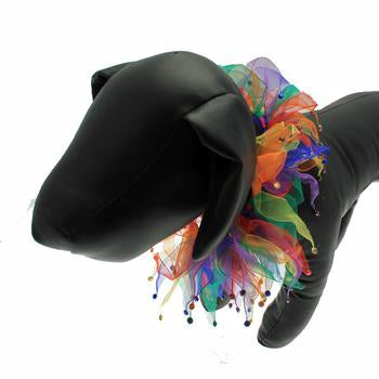 Rainbow Pride Rhinestone Dog Scrunchy