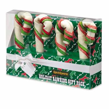 Ranch Rewards Holiday Rawhide Dog Candy Canes Gift Box - 4 Pack