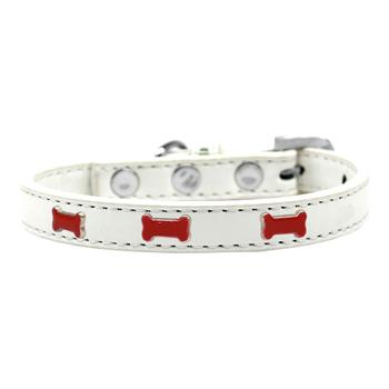 Red Bone Widget Dog Collar - White