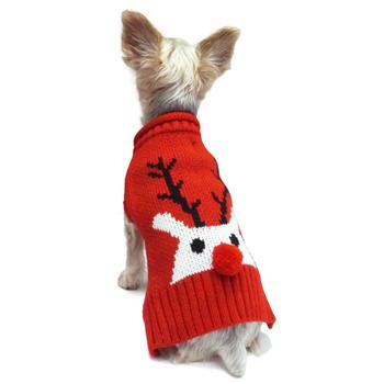 Red Nose Reindeer Dog Sweater by Dogo - Red