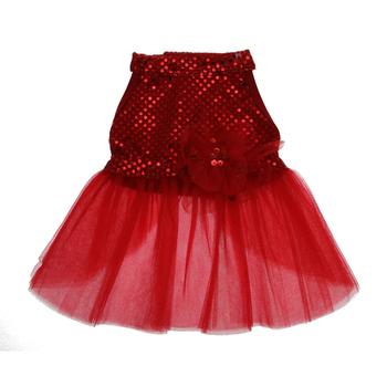 Red Sequin Tulle Dog Dress