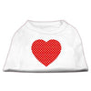 Red Swiss Dot Heart Dog Shirt - White