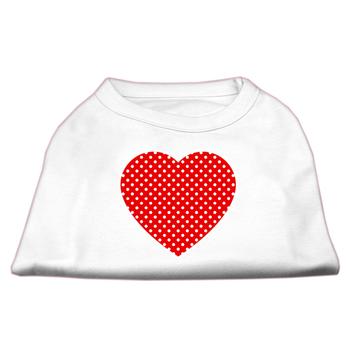 Red Swiss Dot Heart Dog Shirt - White