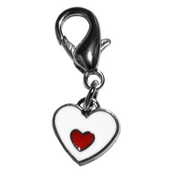 Red and White Enamel Hearts Lobster Claw Dog Collar Charm