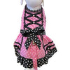 Polka Dot Princess Lace-Up Dog Harness Dress by Cha-Cha Couture - Pink and Black