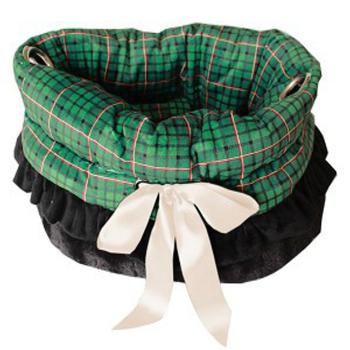 Reversible Snuggle Bugs Pet Bed, Bag, and Car Seat - Green Plaid