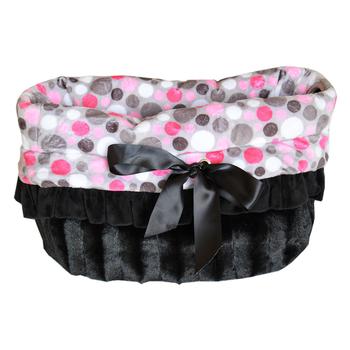 Reversible Snuggle Bugs Pet Bed, Bag, and Car Seat - Pink Party Dots