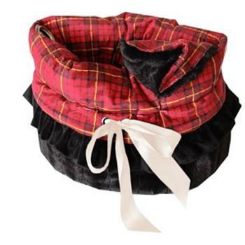 Reversible Snuggle Bugs Pet Bed, Bag, and Car Seat - Red Plaid