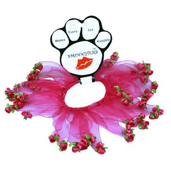 Rose Smoocher Pet Scrunchie - Bright Pink with Bright Pink Roses